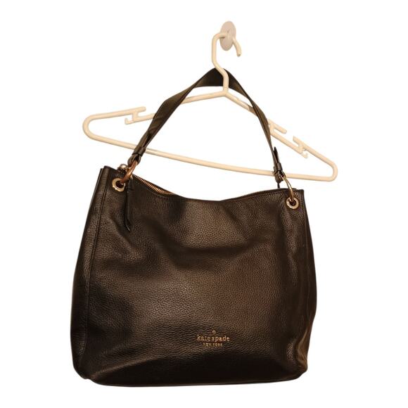 Kate Spade Black Pebbled Leather Jackson Shoulder Hobo Medium Size Bag Read - Picture 1 of 13